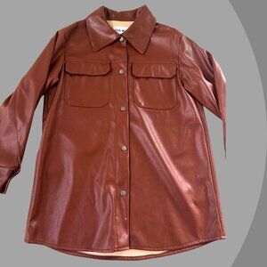 STEVE MADDEN Womens Faux Leather Brown Button-Up Jacket, Size XS
